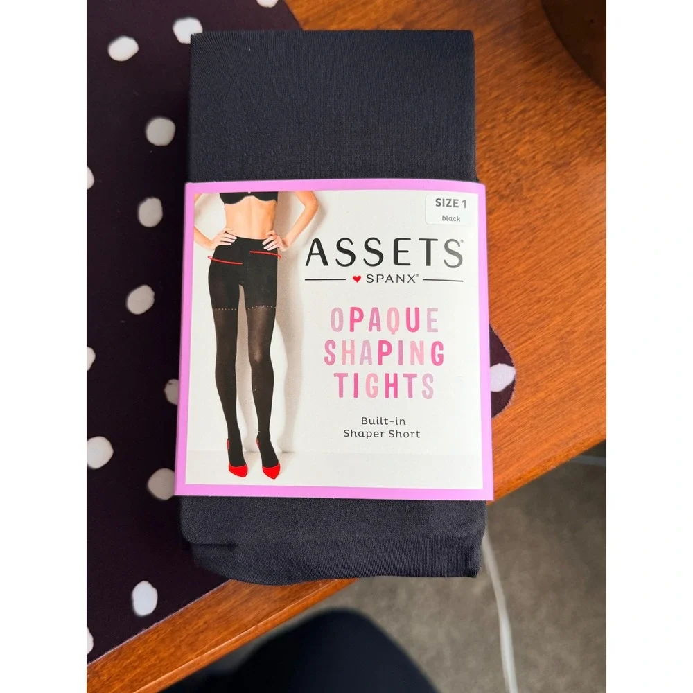 Assets by Spanx Opaque Shaping Tights Black Size 1‎ Built-in Shaper 158B